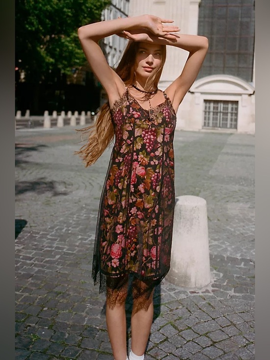 Anthropologie Dresses & Skirts - Anthropologie Maeve Floral Fruit Mesh Slip Dress - XXS